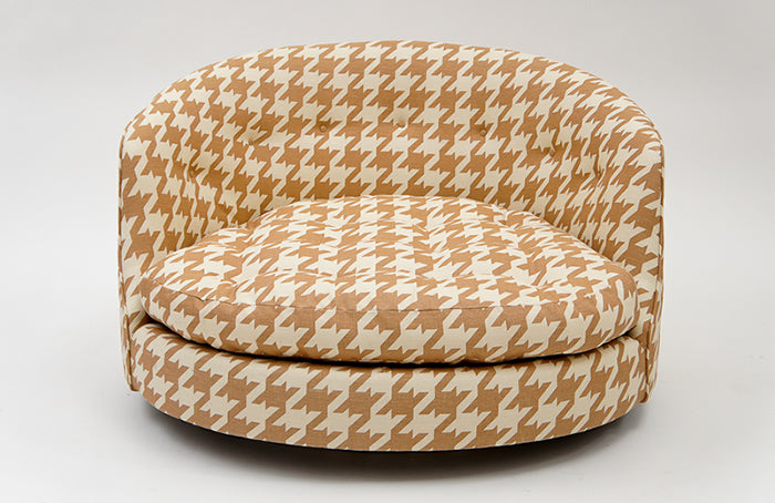 China Seas Fabric: Ames Houndstooth - Custom Red on Tinted Belgian Linen / Cotton