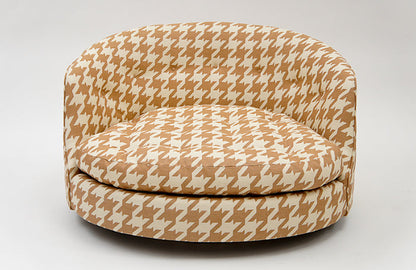 China Seas Fabric: Ames Houndstooth - Custom Red on Tinted Belgian Linen / Cotton