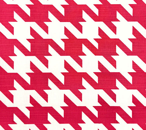 China Seas Fabric: Ames Houndstooth - Custom Red on Tinted Belgian Linen / Cotton