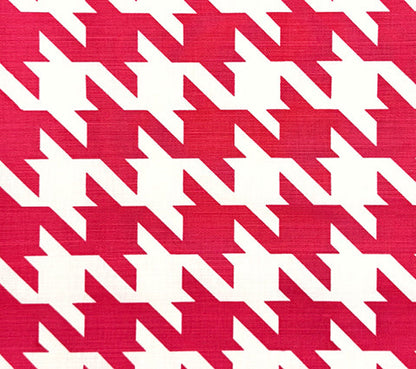 China Seas Fabric: Ames Houndstooth - Custom Red on Tinted Belgian Linen / Cotton