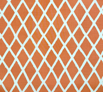 China Seas Fabric: Lyford Diamond Blotch - New Shrimp on Tinted Belgian Linen / Cotton