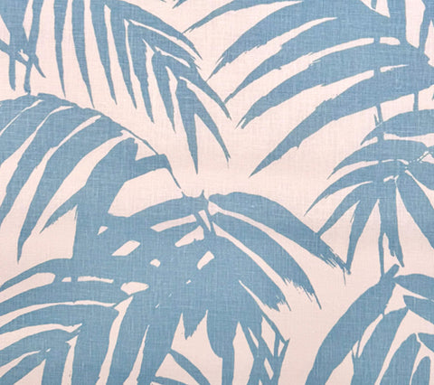 China Seas Fabric: Martinique - Custom Tufts Blue on White 100% Linen