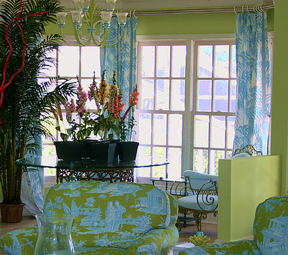 China Seas Fabric: Martinique - Custom Tufts Blue on White 100% Linen