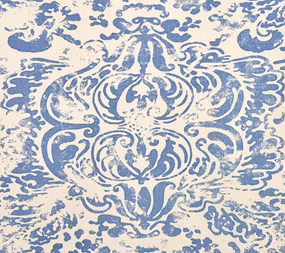 China Seas Fabric: San Marco - Custom Dark Zibby Blue on White 100% Linen