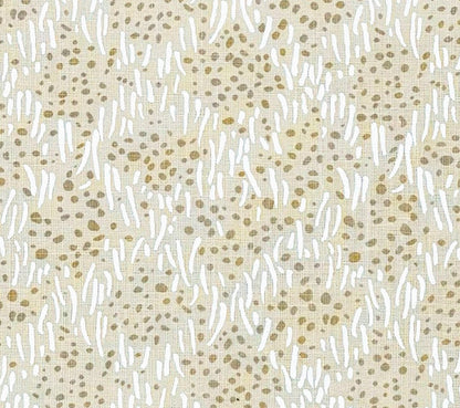 China Seas Fabric: Trilby - White with Custom Taupe Dots on Tan 100% Linen