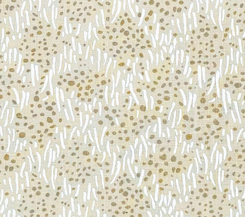 China Seas Fabric: Trilby - White with Custom Taupe Dots on Tan 100% Linen