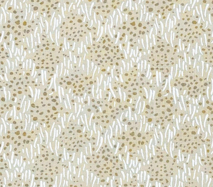 China Seas Fabric: Trilby - White with Custom Taupe Dots on Tan 100% Linen