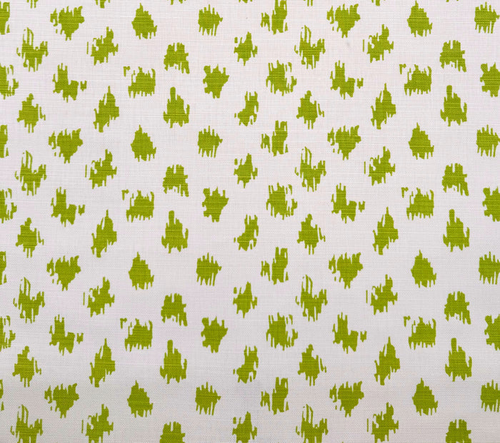 China Seas Fabric: Zizi Spot - Custom Chartreuse on Tinted Belgian Linen / Cotton