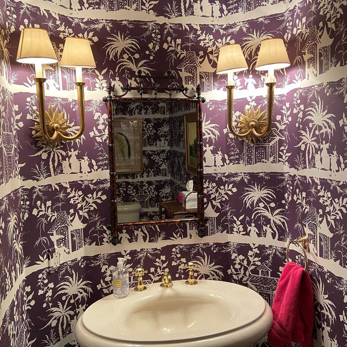 China Seas Wallpaper: Lyford Pagoda Petite - Custom Shrimp on Off White Paper (FIVE YARD MINIMUM)