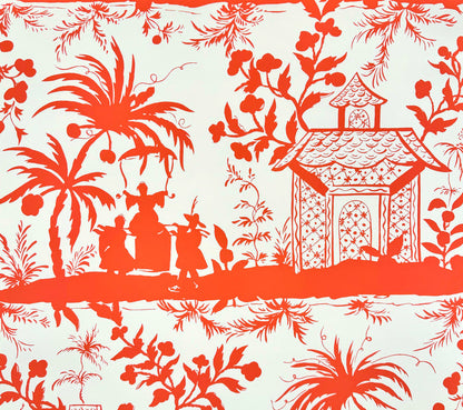 China Seas Wallpaper: Lyford Pagoda Petite - Custom Shrimp on Off White Paper (FIVE YARD MINIMUM)