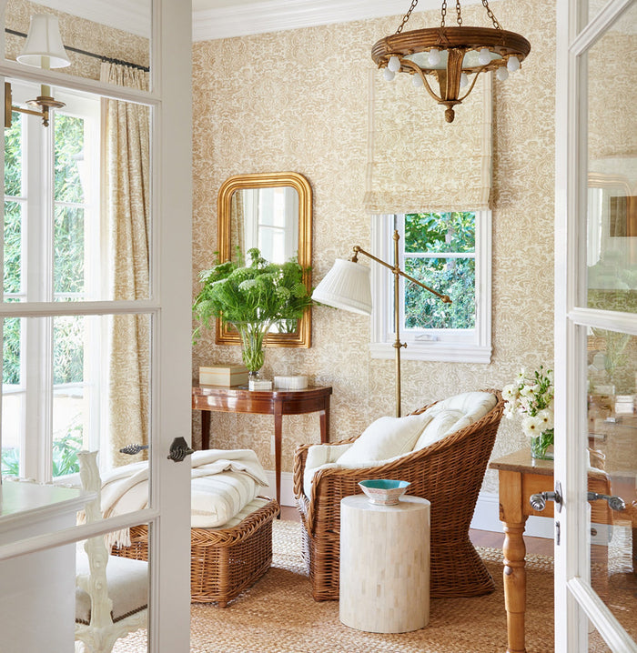 China Seas Wallpaper: San Marco - Custom Pine Barrens on White Paper (FIVE YARD MINIMUM)