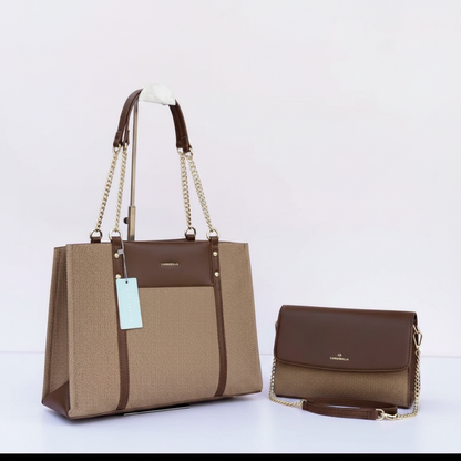 Chrisbella Dark Brown 2pc Bag Set