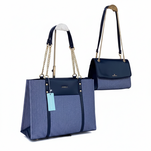 Chrisbella Navy Blue 2pc Bag Set