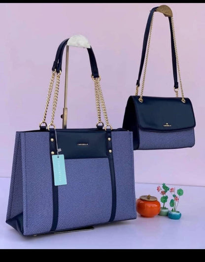 Chrisbella Navy Blue 2pc Bag Set