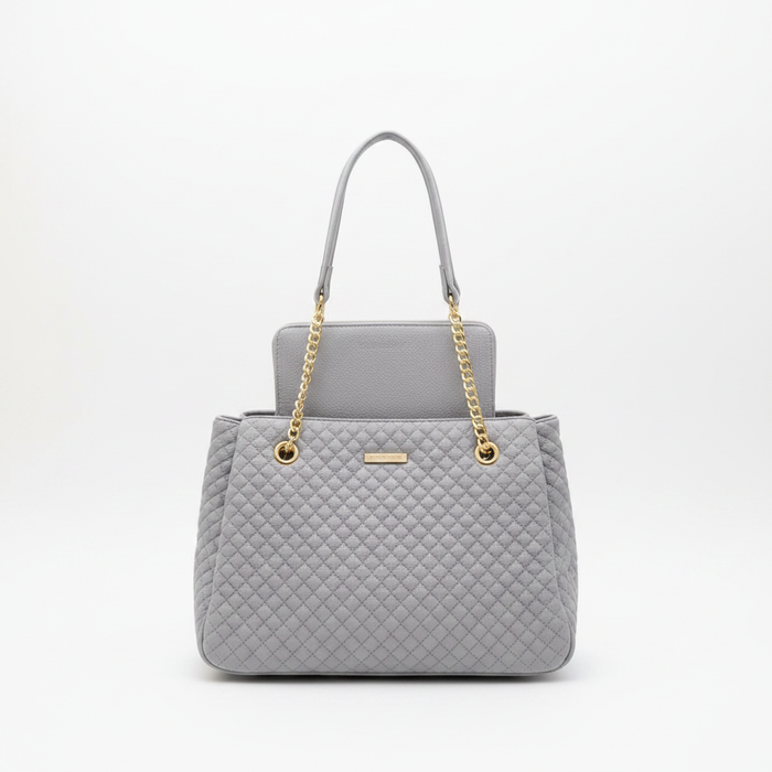 Chrisrosy Grey 2pc Quilted Tote Bag Set