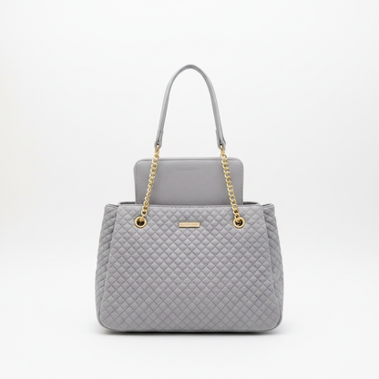 Chrisrosy Grey 2pc Quilted Tote Bag Set