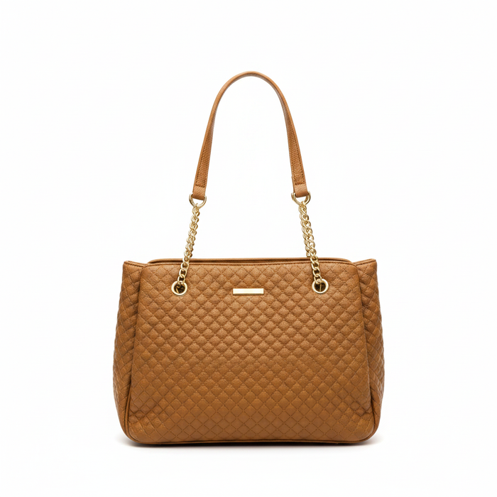 Chrisrosy Tan Quilted Tote Bag