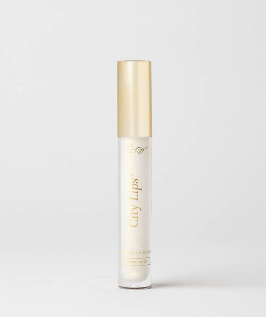 City Lips Midnight Sparkle gold glitter lip gloss, shiny and glamorous, with a sleek applicator showing in the image.