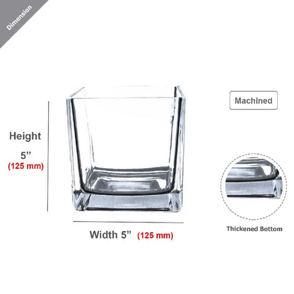 Clear Floral Cube Vase Vase - Image