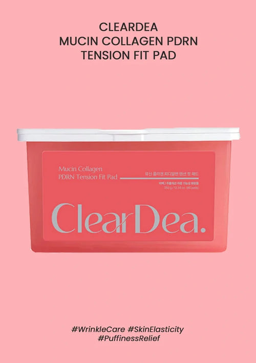 ClearDea mucin collagen pad on a pink background