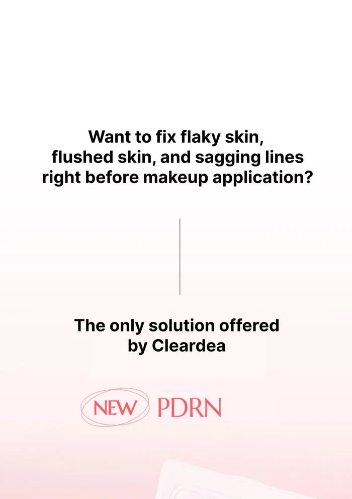 Promotional text for Cleardea PDRN solution on a white background with pink gradient.