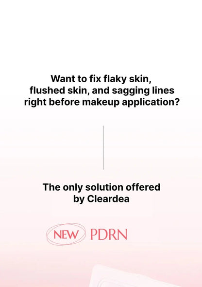 Promotional text for Cleardea PDRN solution on a white background with pink gradient.