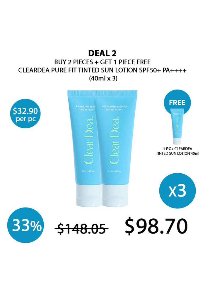 (BUY 2+1 FREE) CLEARDEA PURE FIT TINTED SUN LOTION