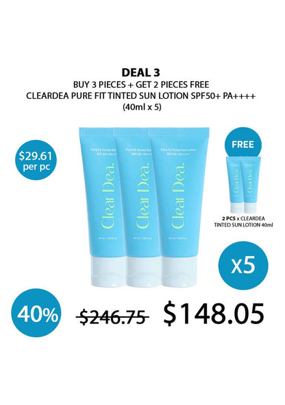 (BUY 3+2 FREE) CLEARDEA PURE FIT TINTED SUN LOTION