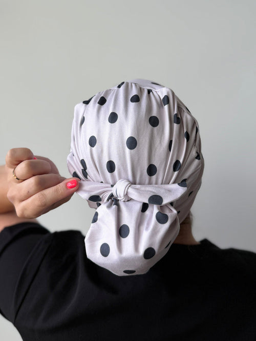CloudCaps Scrub Cap | Black Polka Dots