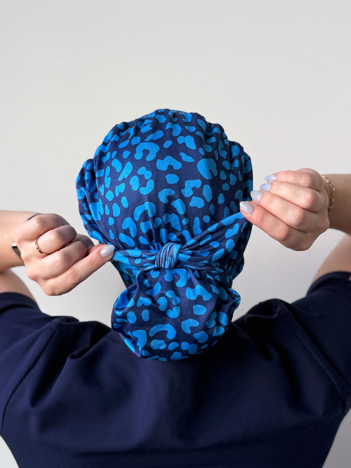 CloudCaps Scrub Cap | Navy Cheetah