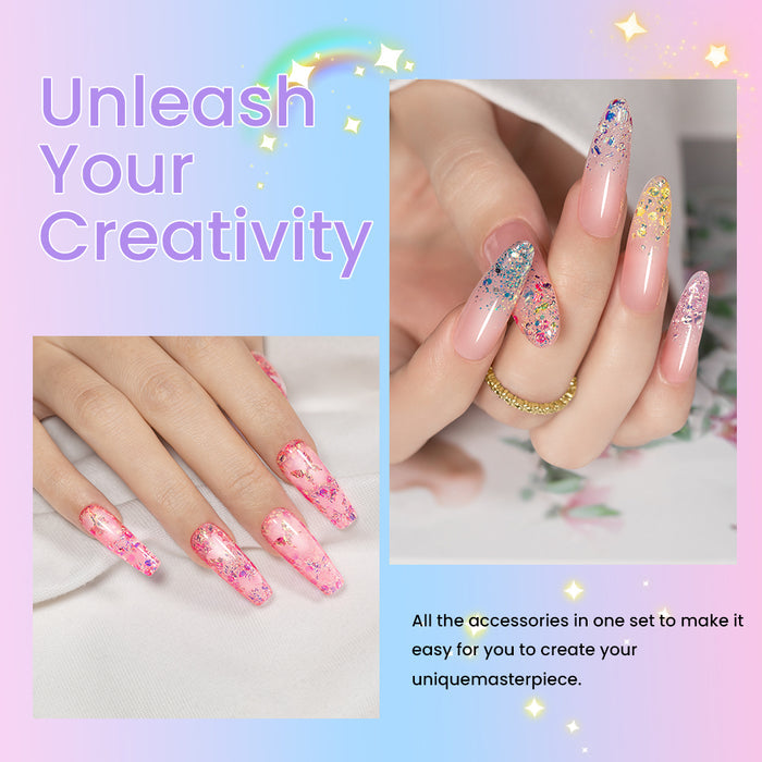 Confetti Glitter Gel Polish Set - 6 Colors Spring Summer Chunky Flake Collection 7.5ml - TPO & HEMA Free