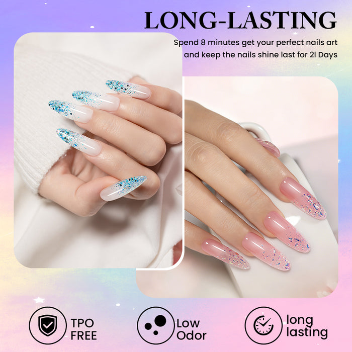 Confetti Glitter Gel Polish Set - 6 Colors Spring Summer Chunky Flake Collection 7.5ml - TPO & HEMA Free