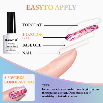 Confetti Glitter Gel Polish Set - 6 Colors Spring Summer Chunky Flake Collection 7.5ml - TPO & HEMA Free