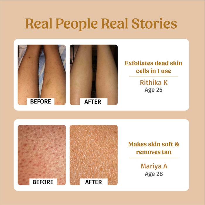 before and after using vilvah body polish