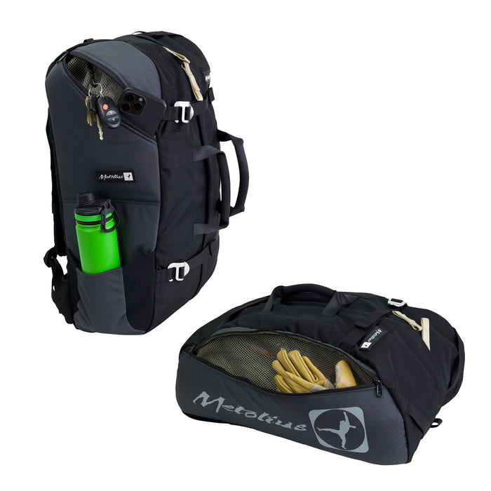 Water bottle pouch, pocket with key clip, and long pocket