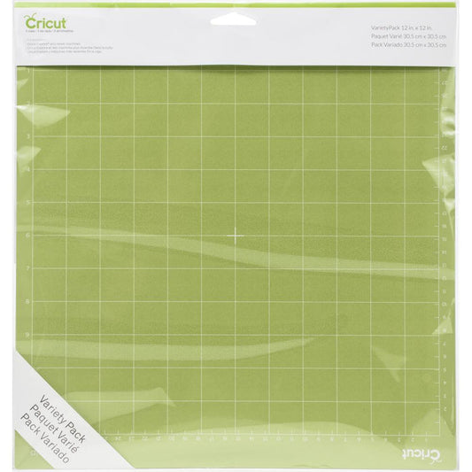 Cricut - Adhesive Back Cutting Mats 12"X12" - 3/Pkg - Green, Blue & Purple. Provo Craft-Cricut Adhesive Back Cutting Mats: Green, Blue And Purple. Each of the three mats has been customized to match the weight of commonly used crafting materials. Each has just the right level of grip to not only hold your material firmly in place during use but also allow you to easily remove the material from the adhesive surface. Available at Embellish Away located in Bowmanville Ontario Canada.
