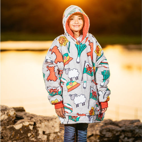 'Cwtchie' - Child's Welsh Patterned Hoodie (Large)