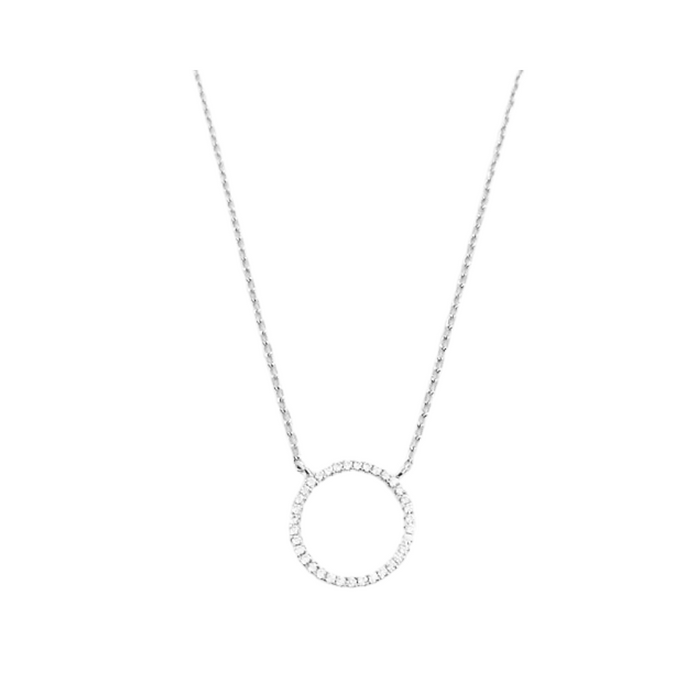 CZ Small Circle Necklace - Sterling Silver
