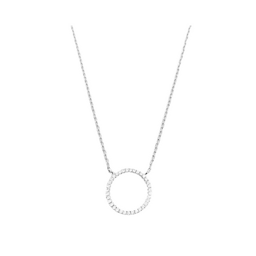 CZ Small Circle Necklace - Sterling Silver