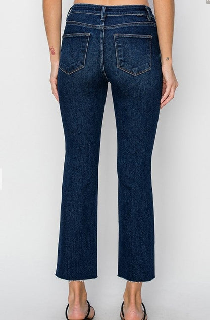 Dark Wash Risen Straight Jean Crop