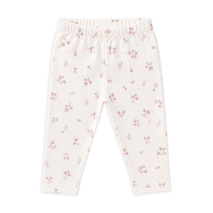 Delicate Floral Jersey Knit Baby Girl Leggings, Organic Cotton