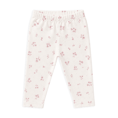 Delicate Floral Jersey Knit Baby Girl Leggings, Organic Cotton