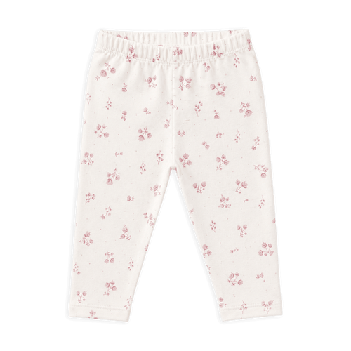 Delicate Floral Jersey Knit Baby Girl Leggings, Organic Cotton