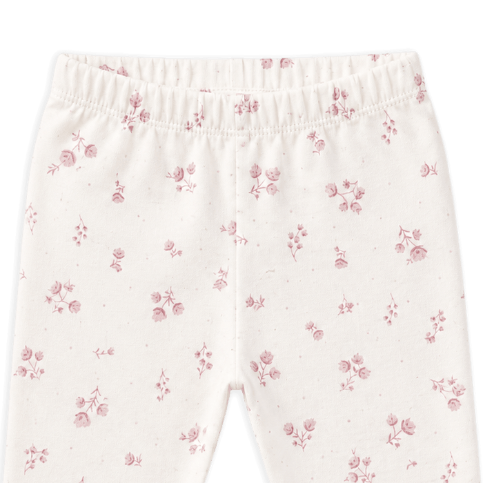 Organic Cotton Delicate Floral Jersey Knit Baby Girl Leggings