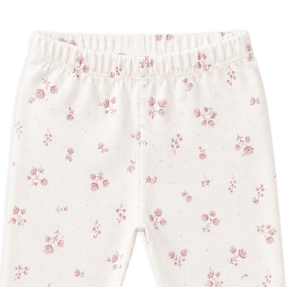 Organic Cotton Delicate Floral Jersey Knit Baby Girl Leggings