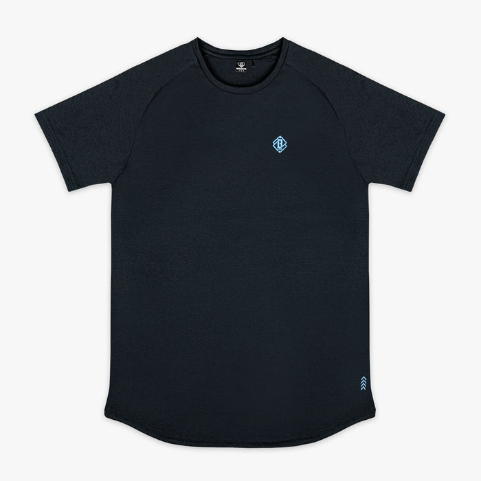 Black and light blue Diamond Tech youth graphic tee — front view