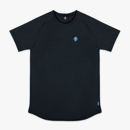 Black and light blue Diamond Tech youth graphic tee — front view