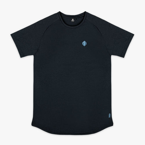 Black and light blue Diamond Tech youth graphic tee — front view