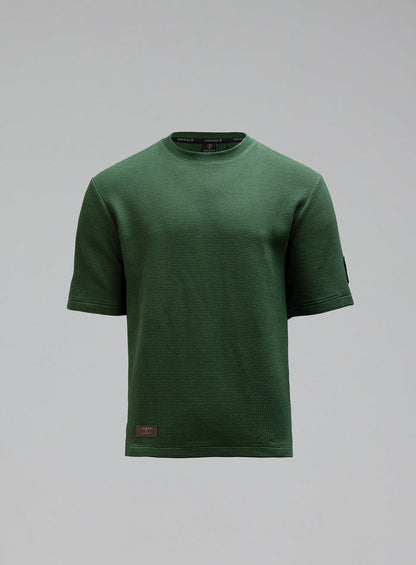 Hem Cut Out Image of Dissident Waffle Short Sleeve T-Shirt In Forest Green (GM)