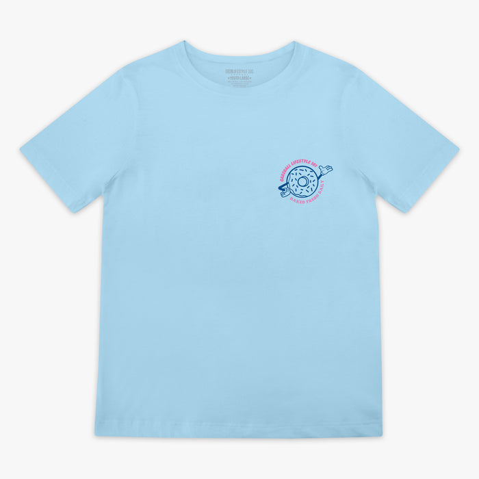 Youth graphic tee with "Donut" design - front view